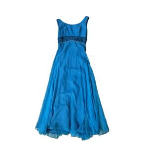 Vintage 1960s Blue Chiffon Beaded Formal Prom Dress |
medium
